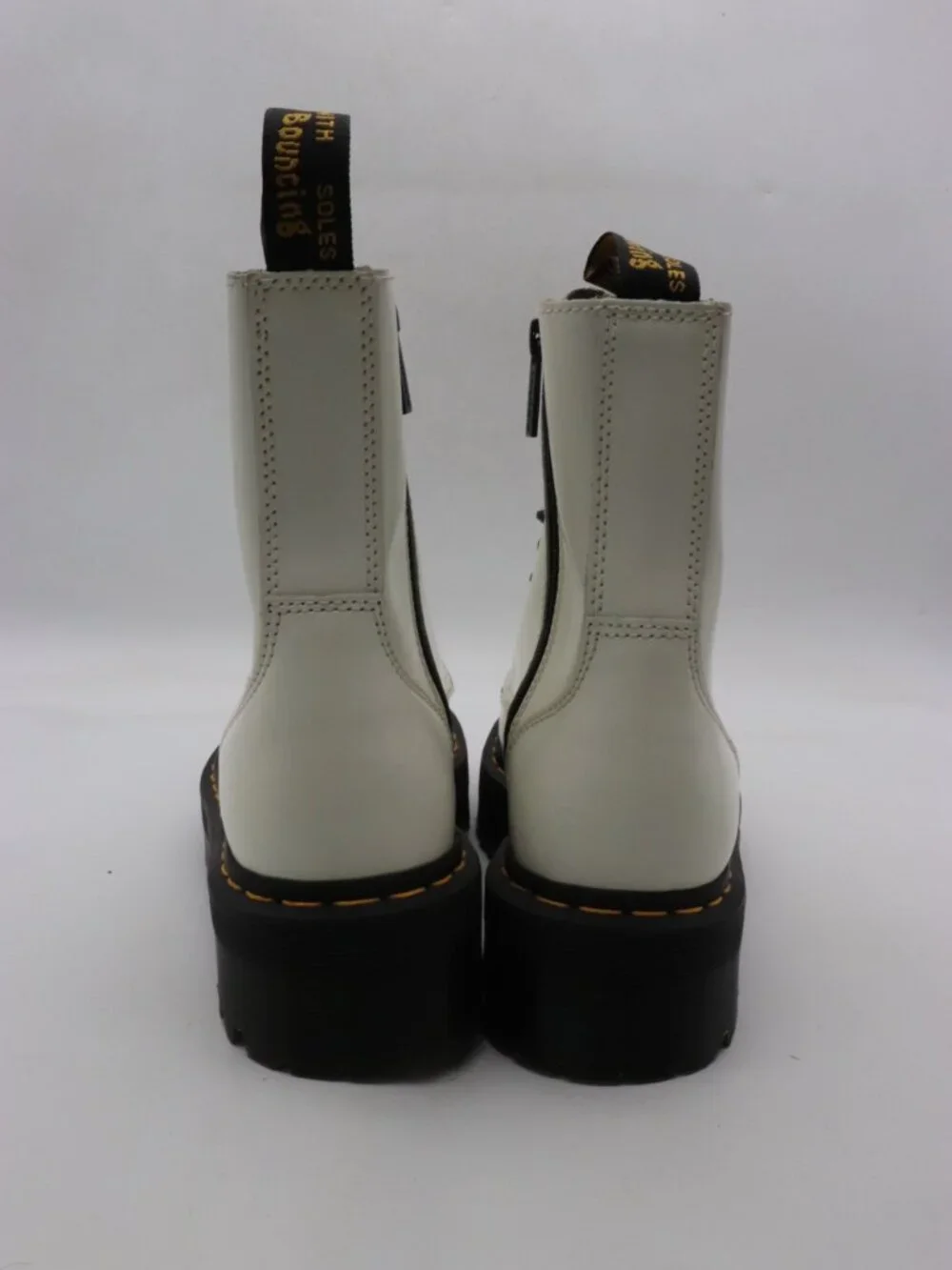 Doc Dr. Martens Jadon Women’s 10 Ankle Platform Boots Lace-Up Zip White Leather